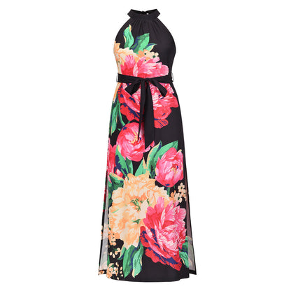 Summer Floral Print Sleeveless Long Beach Dresses