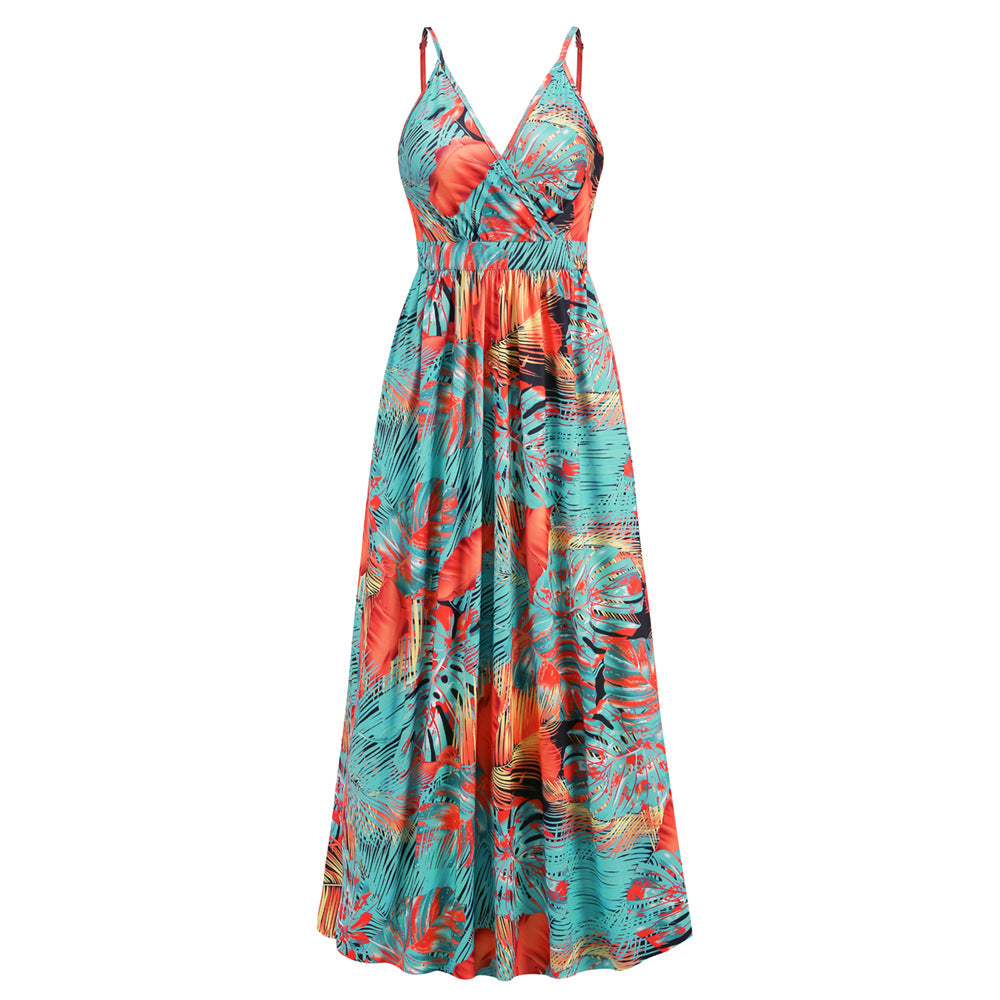 Sexy V Neck Bohemian Long Maxi Dresses
