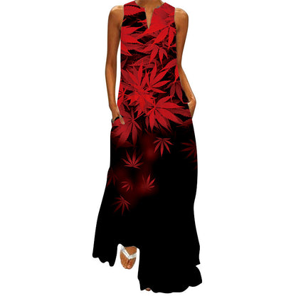Vintage V Neck Sleeveless Long Dresses