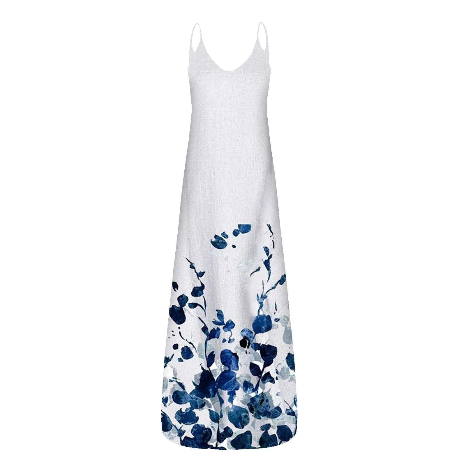 Women Butterfly Print Long Maxi Dresses-STYLEGOING
