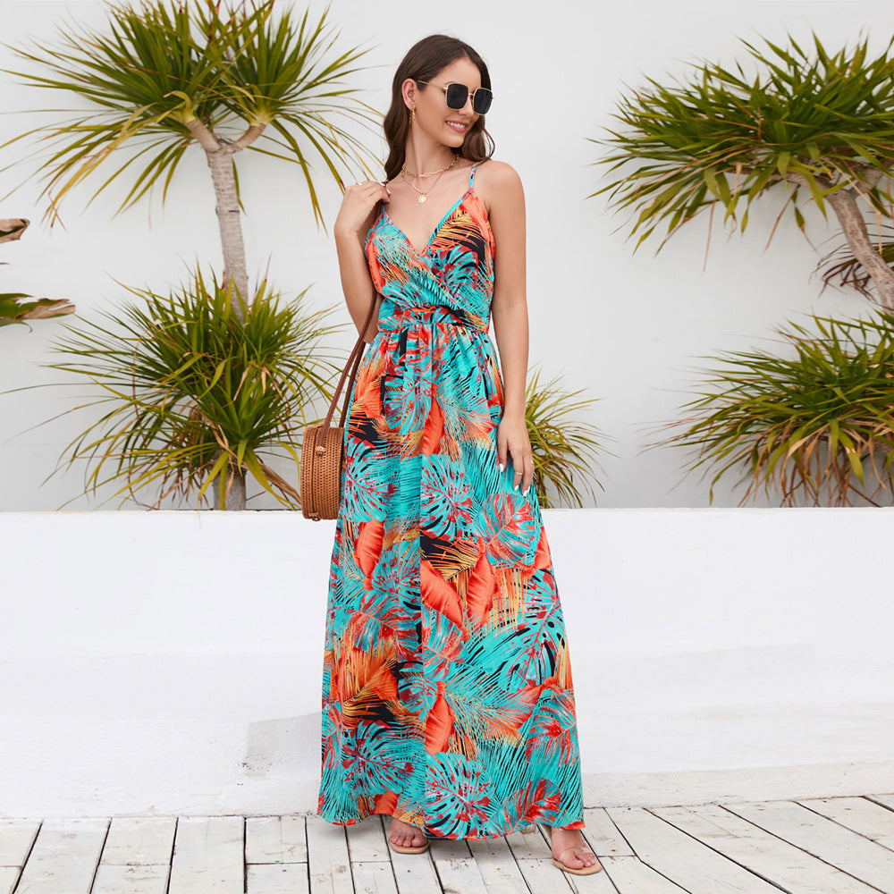 Sexy V Neck Bohemian Long Maxi Dresses