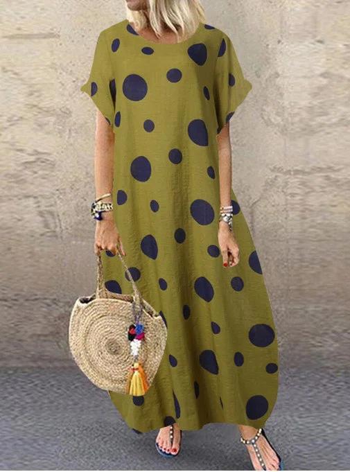 Short Sleeves Bohemian Loose Long Dress-STYLEGOING