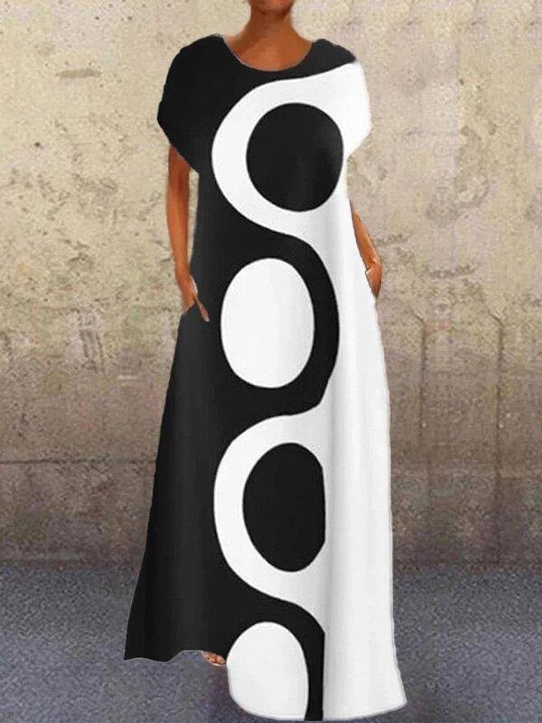 Abstract Print Colorful Maxi Dress-STYLEGOING